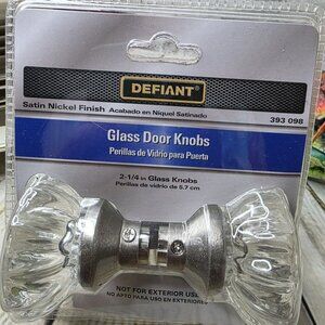 Defiant 2-1/4 Inch Glass Door Knobs With Satin Nickel Finish